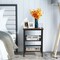 Rustic Brown Adjustable 3-Tier Industrial End Table with Metal Mesh